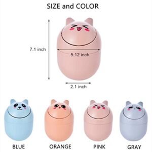 HPH Little Trash Can Cute Desktop Trash Can for Office Desktop Coffee Table Kitchen Small Garbage Can Cute Plastic Trash Can Shake Cover Bucket Small Paper Basket