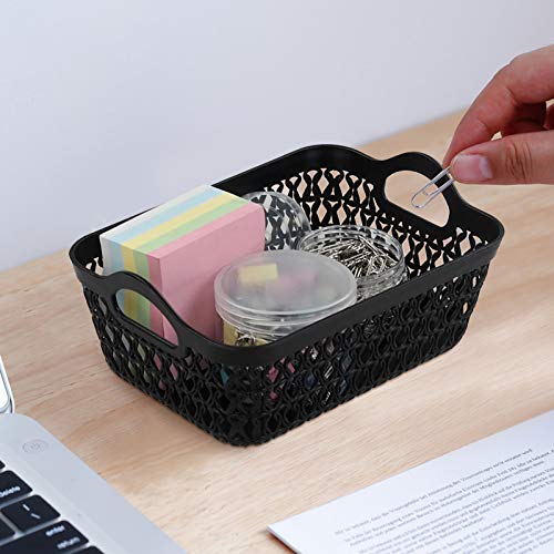 Rinboat Small Plastic Desktop Storage Basket Tray, Black, 12 Packs