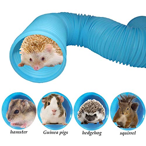 PINVNBY Hamster Fun Tunnels Pet Mouse Plastic Tube Toys Small Animal Foldable Exercising Training Hideout Tunnels for Guinea Pigs,Gerbils,Rats,Mice,Ferrets and Other Small Animals(2 PCS Blue)