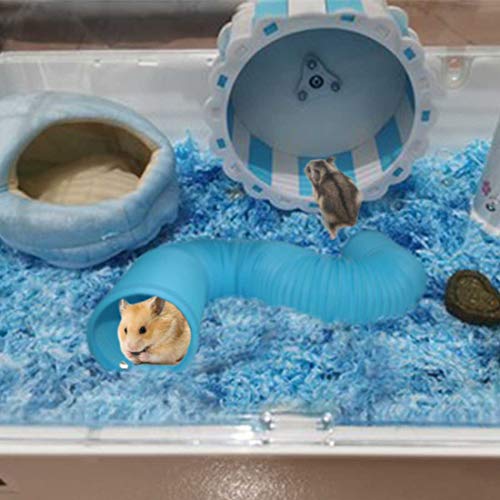 PINVNBY Hamster Fun Tunnels Pet Mouse Plastic Tube Toys Small Animal Foldable Exercising Training Hideout Tunnels for Guinea Pigs,Gerbils,Rats,Mice,Ferrets and Other Small Animals(2 PCS Blue)