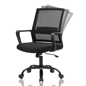 office chair ergonomic desk chair, mid back mesh computer chair- executive office chair rolling swivel adjustable stool,modern task chair with armrests lumbar support wheels for woman girls,black