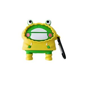 rertnocnf compatible with earbuds case airpods pro, cute raincoat frog design creative animals soft anti-scratch wireless earphone protector