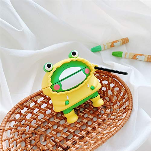 Rertnocnf Compatible with Earbuds Case Airpods Pro, Cute Raincoat Frog Design Creative Animals Soft Anti-scratch Wireless Earphone Protector