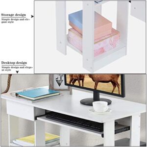 PP Modern Computer Desk with Storage Shelves Study PC Laptop for Small Spaces Save Your Place Office Writing Computer Desks Good Design Award