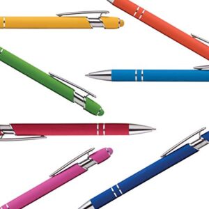 Rubberized Soft Touch | Burst of Color | Ballpoint Pen with Stylus Tip a stylish, premium metal pen, black ink, medium point (Assorted, 7)