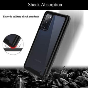 HATOSHI for Samsung Galaxy S20 FE 5G Case, Galaxy S20 FE 5G UW Case with Built in Screen Protector, Heavy Duty Protection, Crystal Clear Back, Rugged Shockproof TPU Bumper Protective Phone Cover,Black