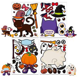 facraft halloween stickers for kids,make-a-face stickers,12 sheets make your own stickers,halloween face stickers for halloween party games favor halloween kids treat gift party supplies