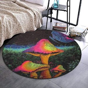 niyoung super soft 36" diameter round area rug - wonderland trippy mushrooms non-slip doormat floor mat home decor for living room, home, bedroom, absorbent memory foam shaggy rugs