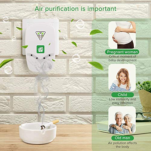 Zadmory Air Purifier for Home, Plug-in Negative Ion Generator Air Purifier No Filter Portable Household Odor Eliminator Cleaner for Remove Pets Smell, Allergies and Smoke Dust Circulator Fan (White)