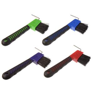 both winners 4pcs horse hoof pick brushes, with soft touch rubber handle