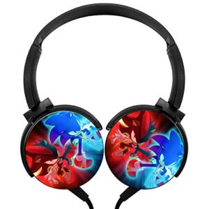 women's/adults teen boys shadow sonic foldable headphones over ear headset wired headphones lightweight earphone microphone headphone for womens gaming
