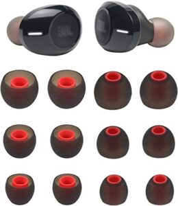 alxcd ear tips compatible with jbl tune 125tws headphones, 6 pairs s m l sizes replacement silicone earbud tips, compatible with jbl tune 125tws，black/red