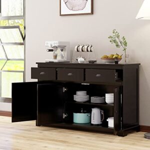 Giantex Sideboard Buffet Server Storage Cabinet Console Table Home Kitchen Dining Room Furniture Entryway Cupboard with 2 Cabinets and 3 Drawers Adjustable Shelves, Brown