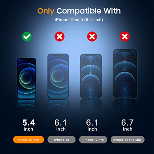 UniqueMe [3+2 Pack] for iPhone 12 Mini Screen Protector, (Military-Grade Shockproof) with 3 Tempered Glass Screen and 2 Camera Lens Protector and Installation Frame Clear Screen Cover