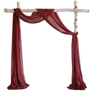 lookein chiffon runner arch decorations for wedding ceremony arch drapping fabric for wedding swags, 2 panels 30" wide 6 yards long, burgunday