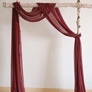 Lookein Chiffon Runner Arch Decorations for Wedding Ceremony Arch Drapping Fabric for Wedding Swags, 2 Panels 30" Wide 6 Yards Long, Burgunday