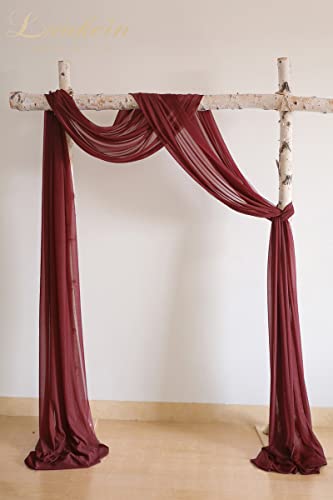 Lookein Chiffon Runner Arch Decorations for Wedding Ceremony Arch Drapping Fabric for Wedding Swags, 2 Panels 30" Wide 6 Yards Long, Burgunday