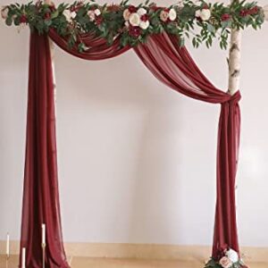 Lookein Chiffon Runner Arch Decorations for Wedding Ceremony Arch Drapping Fabric for Wedding Swags, 2 Panels 30" Wide 6 Yards Long, Burgunday