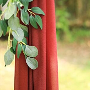 Lookein Chiffon Runner Arch Decorations for Wedding Ceremony Arch Drapping Fabric for Wedding Swags, 2 Panels 30" Wide 6 Yards Long, Burgunday