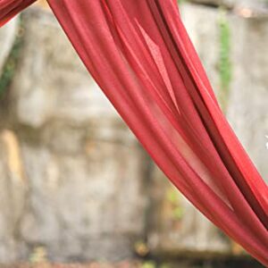 Lookein Chiffon Runner Arch Decorations for Wedding Ceremony Arch Drapping Fabric for Wedding Swags, 2 Panels 30" Wide 6 Yards Long, Burgunday