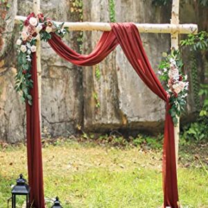 Lookein Chiffon Runner Arch Decorations for Wedding Ceremony Arch Drapping Fabric for Wedding Swags, 2 Panels 30" Wide 6 Yards Long, Burgunday