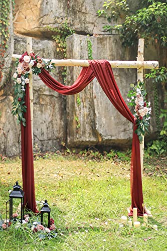 Lookein Chiffon Runner Arch Decorations for Wedding Ceremony Arch Drapping Fabric for Wedding Swags, 2 Panels 30" Wide 6 Yards Long, Burgunday