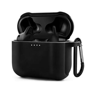 premium silicone case cover for skullcandy indy evo, yipinjia protective shockproof anti-lost, 【visible front led】 cover for skullcandy indy evo true wireless earbuds with keychain(black)
