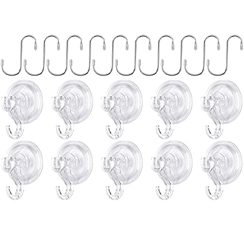 10 Pack Suction Cup Hooks & Wall Hooks - Heavy Duty Vacuum Suction Shower Hooks Wreath Hanger Kitchen Bathroom Window Hooks for Towel Loofah Sponge Christmas Wreath