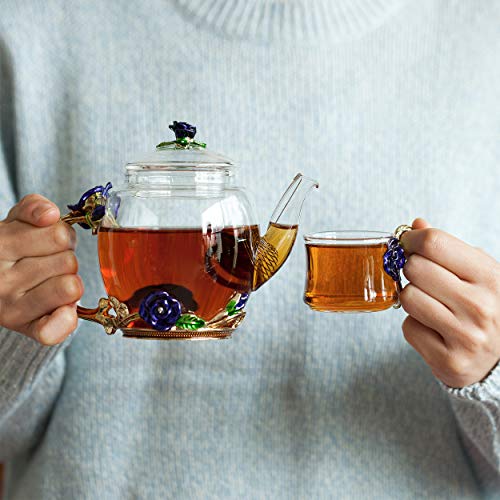 BTaT- Small Glass Tea Set, 2 Fancy Cups, Tea Pot Glass, Tea Kettle Set, Tea Pot, Glass Teapot, Tea Set for Adults, Glass Tea Kettle, Glass Tea Cup, Pretty Tea Cup, Teapot, Mother's Day Gift