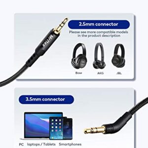 Mr Rex 2.5mm to 3.5mm Audio Aux Cable for Bose 700 QuietComfort QC45 QC35II QC35 QC25 Headphones, JBL E45BT E55BT Headsets, Headphone Replacement Cord Nylon Braided Cable Stereo Adapter 5ft/1.5m,Black