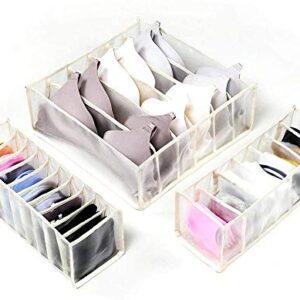 3 Pack Underwear Organizer Drawer Divider , Home Foldable Underwear Socks Closet Storage Box (White)