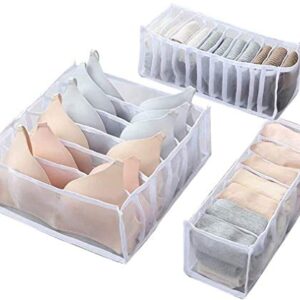 3 Pack Underwear Organizer Drawer Divider , Home Foldable Underwear Socks Closet Storage Box (White)