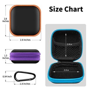 MOLOVA 5Pack Square Earbud Case Portable EVA Carrying Case Storage Bag Cell Phone Accessories Organizer with Carabiner for Earphone, Earbud, Earpieces, SD Memory Card, Camera Chips-5 Colors.