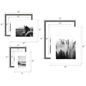 SunFlax Nature View Pictures Prints Framed - Mysterious Foggy Scenery Photography Black and White Wall Art with Wooden Frame for Bathroom, Living Room, Bedroom, Office 3 Panels