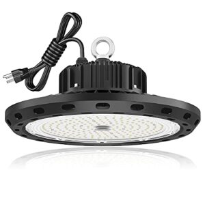 100w ufo led high bay light 15000lm 5000k ip65 ul approved 6' cable with us plug alternative to 400w mh/hps widely used for warehouse shop workshop industrial factory