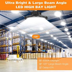 100W UFO LED High Bay Light 15000lm 5000K IP65 UL Approved 6' Cable with US Plug Alternative to 400W MH/HPS widely Used for Warehouse Shop Workshop Industrial Factory