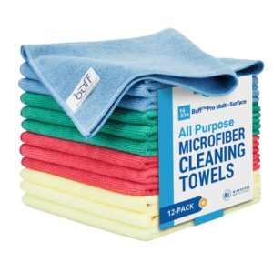 16" x 16" mw pro multi surface microfiber towels (blue, green, red, yellow)