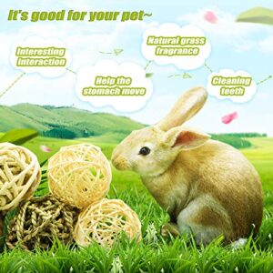 8 Pcs Small Animals Play Balls Rolling Activity Chew Toys Gnawing Treats for Rabbits Guinea Pigs Chinchilla Bunny Natural Balls, Pet Cage Entertainment Accessories (8 Pcs+ Pine Cone)