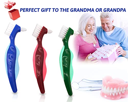 Premium Hard Denture Brush Toothbrush, Cleaning Brush, Multi-Layered Bristles & Portable Denture Double Sided Brush, Denture Care(Pack of 3)