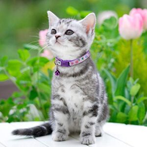 6 Pieces Cat Collar with Bell Kitten Breakaway Collar Heart Pattern Adjustable Safe Baby Kitten Collars Lollipop Spring Summer Cat Collars for Girl Boy Cats