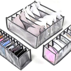 3 pack Underwear Organizer Drawer Divider , Home Foldable Underwear Socks Closet Storage Box (Gary)