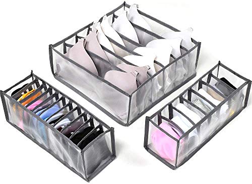 3 pack Underwear Organizer Drawer Divider , Home Foldable Underwear Socks Closet Storage Box (Gary)