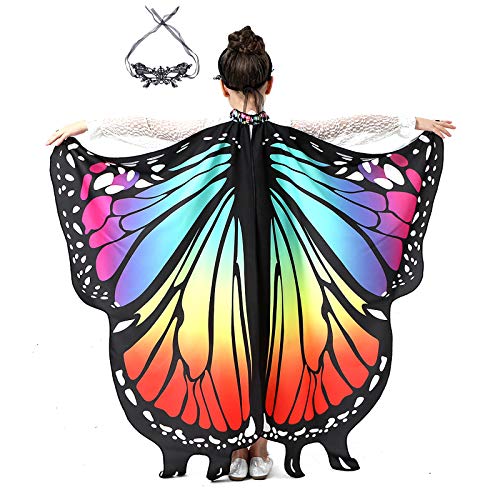 GENIEING Butterfly Costume for Girls, Kids Butterfly Wings for Girls Costume Butterfly Halloween Costumes for Girls