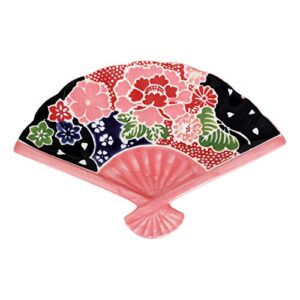 hinomaru collection fan shaped serving plates 8 inch l oriental design serving dish decorative porcelain shell dinner plate dishware and tableware ornament for appetizer and dessert (spring floral)