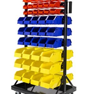 Steel Dragon Tools® TLPB05 90 Parts Bin Shelving Storage Organizer with Locking Wheels for Shop Garage and Home