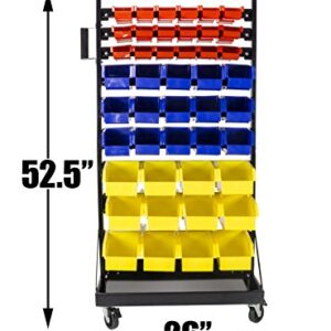 Steel Dragon Tools® TLPB05 90 Parts Bin Shelving Storage Organizer with Locking Wheels for Shop Garage and Home