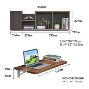 MTYLX Table,Desk,Multi-Function Wall-Mounted Computer Desk Folding Writing Desk with Large Lockers, Small Apartment Bedroom Wall-Mounted Table,Walnut,100398270Mm