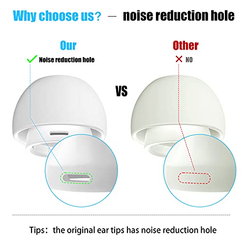 [3 Pairs] Replacement Ear Tips for Airpods Pro and Airpods Pro 2nd Generation with Noise Reduction Hole,Silicone Ear Tips for Airpods Pro with Portable Storage Box and Fit in The Charging Case(Medium)