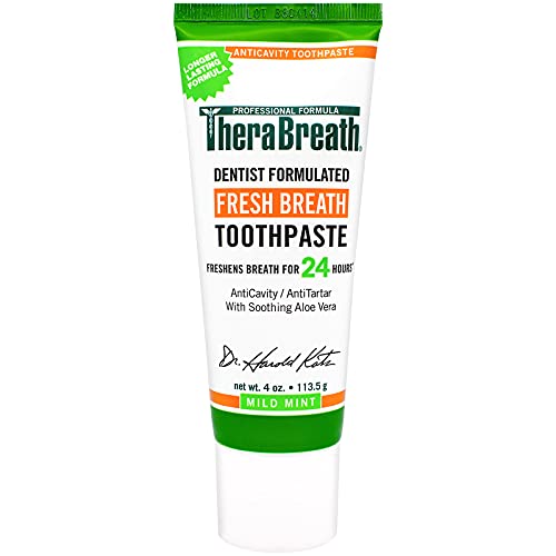 TheraBreath 24-Hour Fresh Breath Toothpaste 4 oz (Pack of 2) and TheraBreath 24 Hour Healthy Gums Periodontist Formulated Oral Rinse, 16 Ounce (Pack of 2)