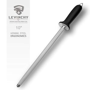 levinchy honing steel 10 inch knife sharpener rod, professional knife sharpening steel, durable, easy to use